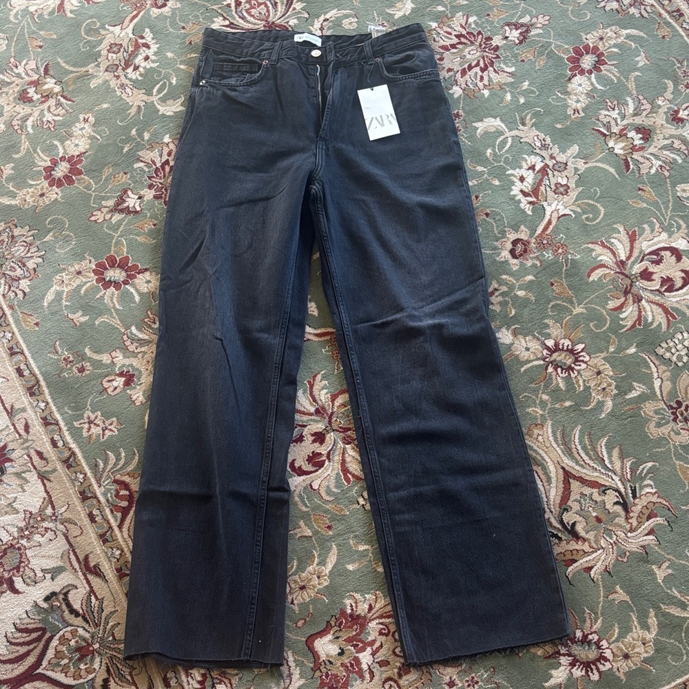 Zara Women's Dark Blue Straight Leg Jeans